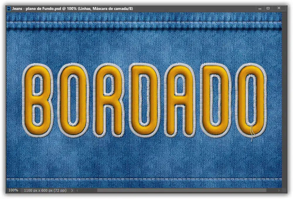 Efeito de texto bordado realista no Adobe Photoshop
