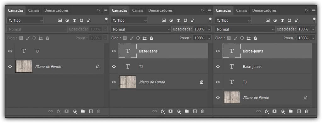 Como fazer uma ação no Photoshop para criar um efeito de texto de jeans costurado