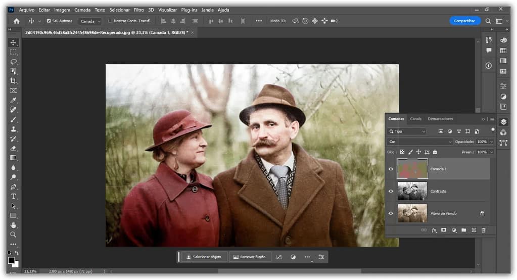 A imagem colorida.