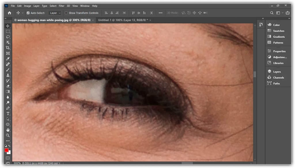 Aumentar o zoom além de 100% apenas torna os pixels maiores.