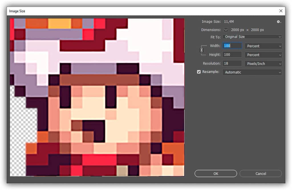 Ampliar a pixel art desfocou as formas e adicionou halos ao redor delas.