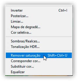 O comando remover saturação é uma maneira rápida de remover a cor de uma imagem.