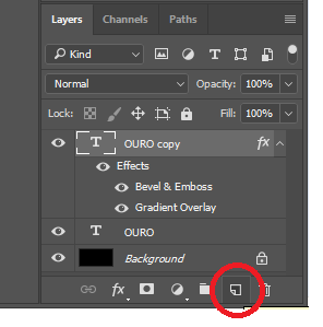 Clicando no ícone Adicionar Nova Camada enquanto segura Alt (Win) / Option (Mac).