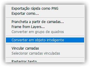 Convertendo as camadas selecionadas em objeto inteligente.