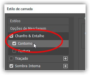 Clique diretamente na palavra “Contorno” no menu esquerdo.