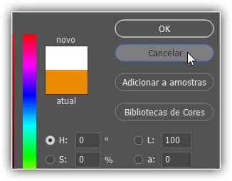 Fechar o Seletor de Cores sem escolher uma cor.
