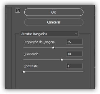 As configurações do filtro Bordas rasgadas.