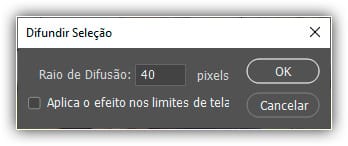 A caixa de diálogo Difundir Seleção torna a difusão das bordas de seleção um jogo de adivinhação.