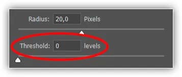 Um valor Limiar de 0 significa que todos os pixels estão sendo aprimorados.