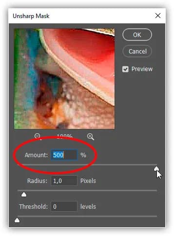 Aumentando o valor de Amount para sua configuração mais alta.