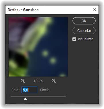 Filtro > Desfoque > Desfoque Gaussiano.