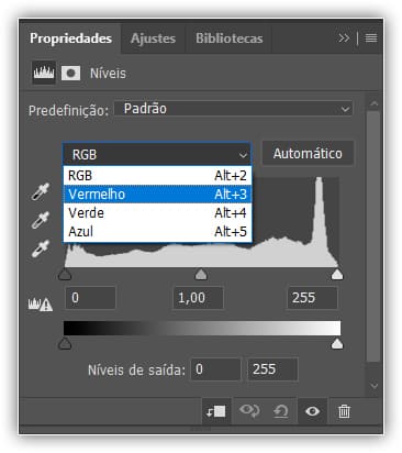 Opções de cores menu suspenso.