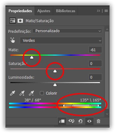 Ajustes finais matiz saturação.