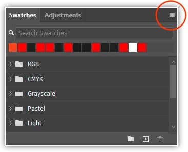 Para fechar um painel, clique em sua guia e, em seguida, clique no ícone do menu.