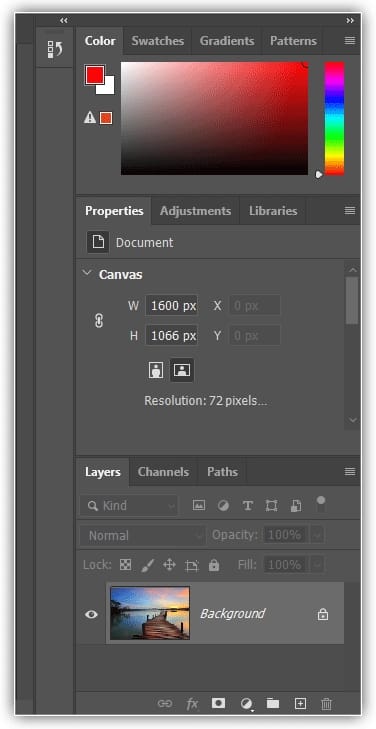 Redefinir o espaço de trabalho do Essentials limpou o layout personalizado.