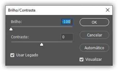 Ativando Usar legado e diminuindo o valor de brilho.