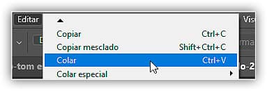 Indo em Editar> Colar.