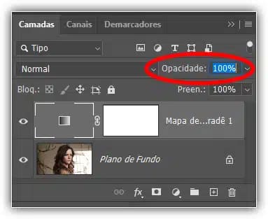 Definir a opacidade de volta para 100 por cento.