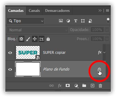 Desbloqueando a camada plano de fundo.