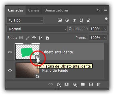 Editando a camada objeto inteligente.