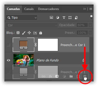 Excluindo a camada de preenchimento existente.