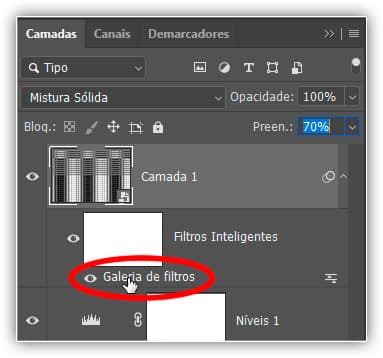 Reabrindo o filtro inteligente da Galeria de Filtros.