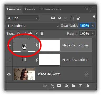 Selecionando o mapa de gradiente para copiar para a segunda imagem.