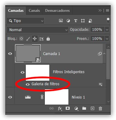 O filtro inteligente da Galeria de Filtros.