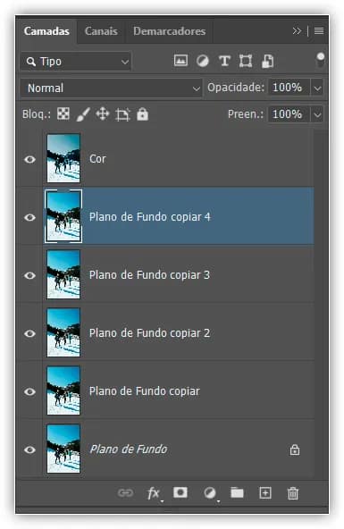 Fazendo várias cópias da camada de imagem original.