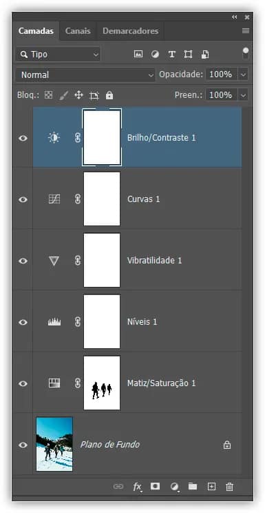 Adicionando mais camadas de ajuste acima da imagem.