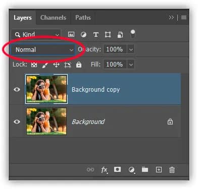 A opção Blend Mode agora está disponível.
