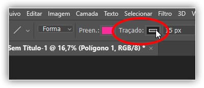 Clicando na amostra de cor do traço.