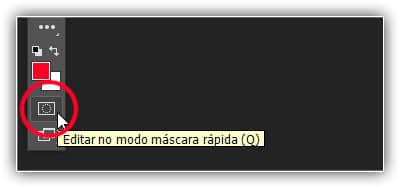 Clique no ícone Máscara Rápida na parte inferior do painel Ferramentas.