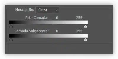 Os controles deslizantes "Misturar se" na caixa de diálogo Estilo de camada.
