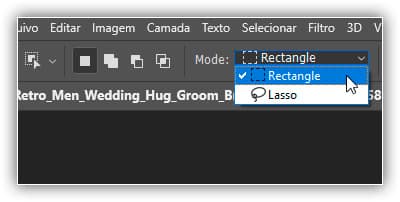 Configurando o modo da ferramenta para "Retângulo".