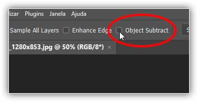 Desativando "Subtrair Objeto" na Barra de Opções.