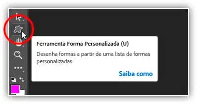 Selecionando a ferramenta Forma personalizada.
