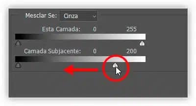Arrastando o controle deslizante branco "Camada subjacente" para a esquerda.