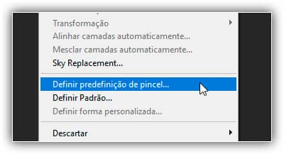 Vá em Editar > Definir predefinição de pincel.