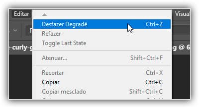Indo em Editar > Desfazer Gradiente.