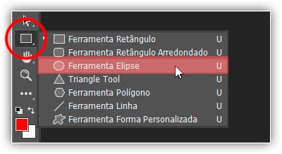 Selecionando a ferramenta Elipse.