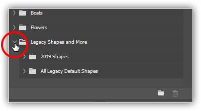 As pastas 2019 Shapes e All Legacy Default Shapes.