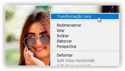 Redefinindo a seleção de transformação de volta ao modo de transformação livre.