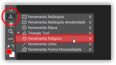 Selecionando a ferramenta Polígono.