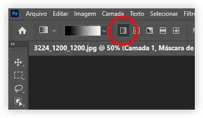 onfigurando o tipo de gradiente para Linear.