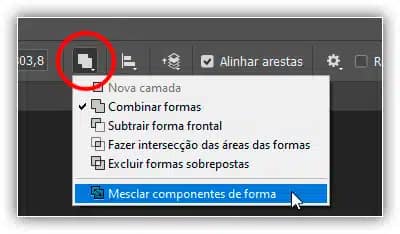 Escolhendo Mesclar componentes de forma no menu Operações de caminho.