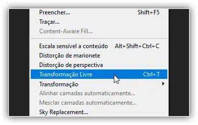 Indo em Editar > Transformação Livre.