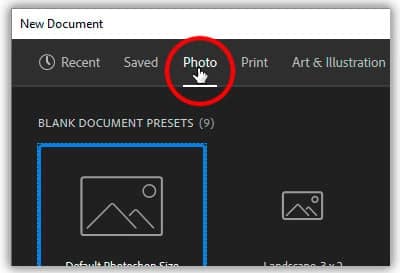 Como criar um novo documento no Photoshop