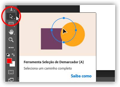 Selecionando a ferramenta de seleção de caminho.