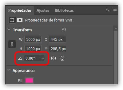 A opção Ângulo.